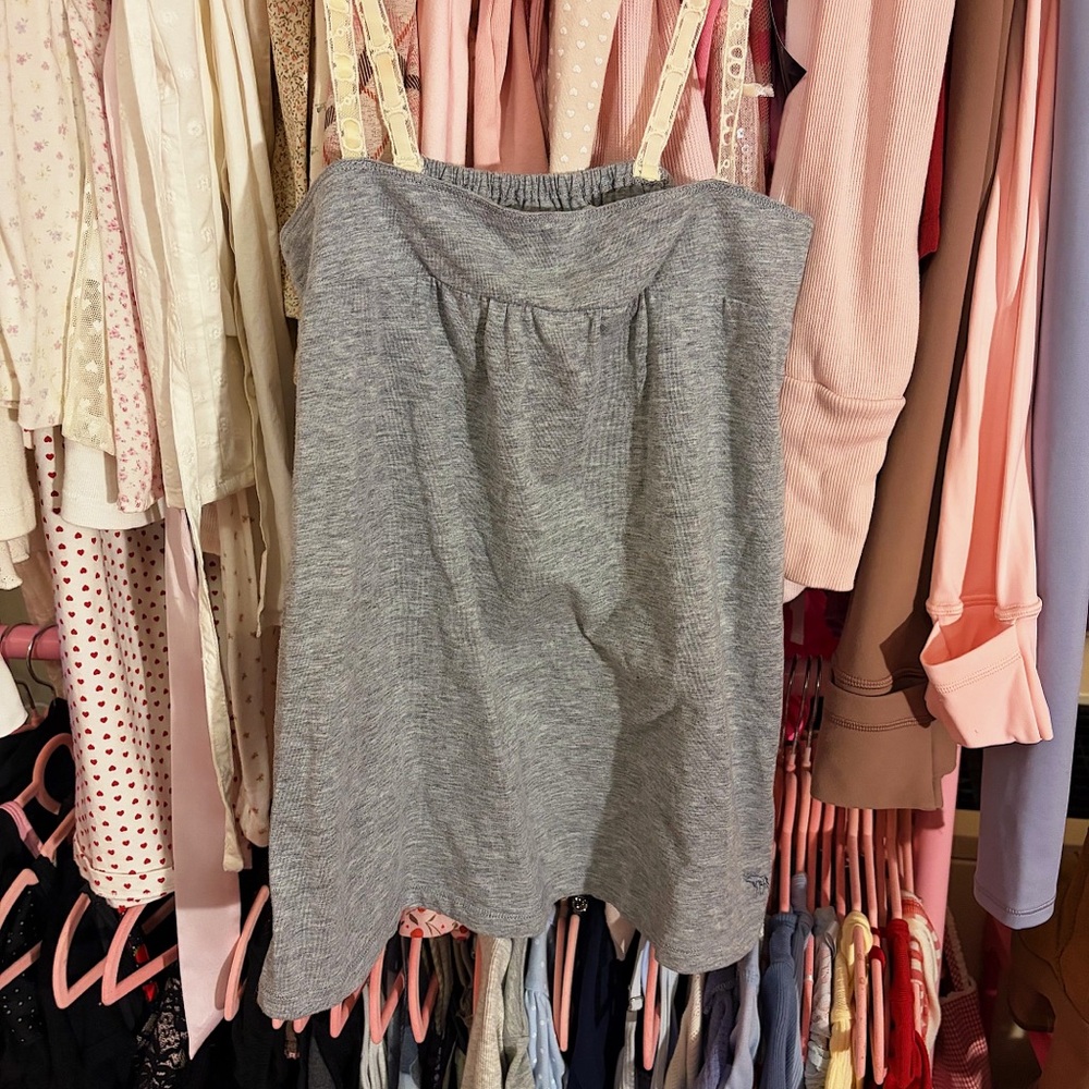 Vintage Y2K Fairycore Coquette Grey Abercrombie and Fitch Babydoll Cami Top Sz L